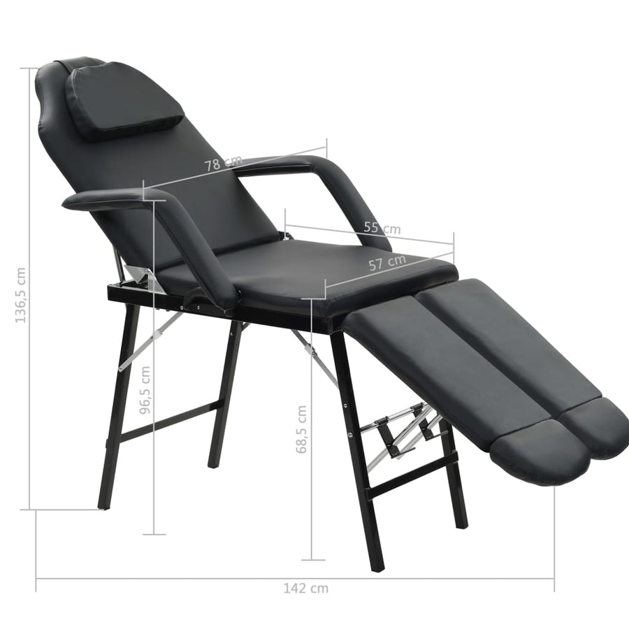 Gezichtsbehandelstoel Draagbaar 185X78X76 Cm Kunstleer Zwart