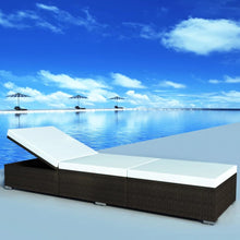 Ligbed Met Kussen Poly Rattan Bruin en wit