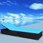 Sunlounger with cushion poly rattan black