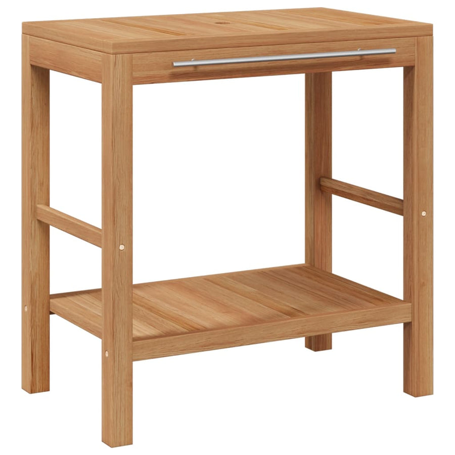Badkamer Wastafelkast Met Rivierstenen Wastafel Teakhout 74 cm