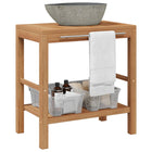 Bathroom Vanity Unit with River Stone Sink Teak Wood 74 cm