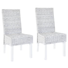 Dining chairs 2 pcs kubu Poly Rattan and mahogany wood light brown