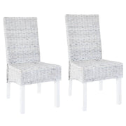 Eetkamerstoelen 2 stuks kubu rattan mahoniehout lichtbruin