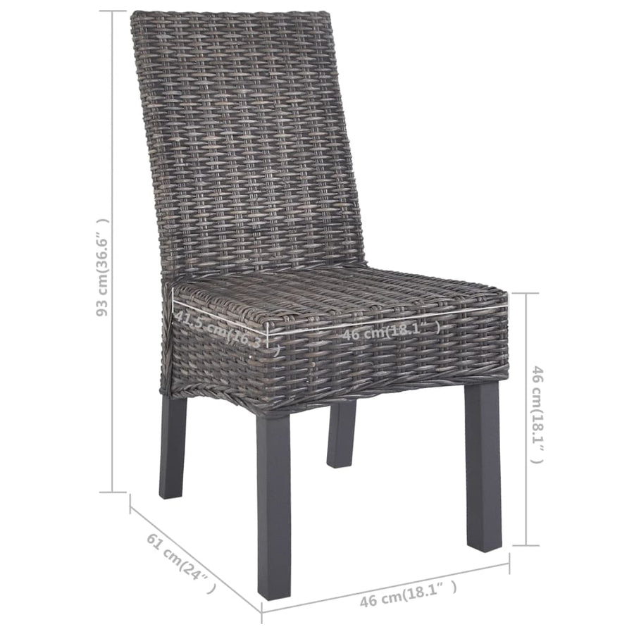 Eetkamerstoelen Kubu Rattan En Mangohout 2 Bruin