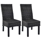 Dining chairs 2 pcs kubu Poly Rattan and mahogany wood black