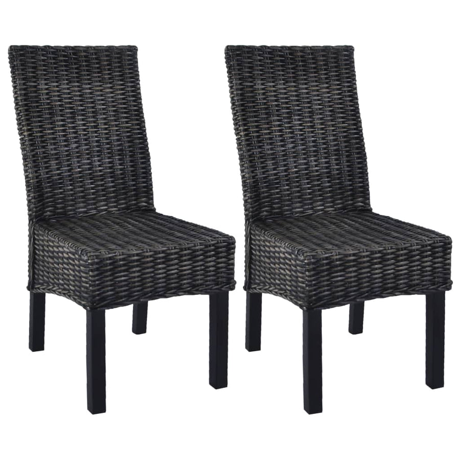 Eetkamerstoelen Kubu Rattan En Mangohout 2 Zwart