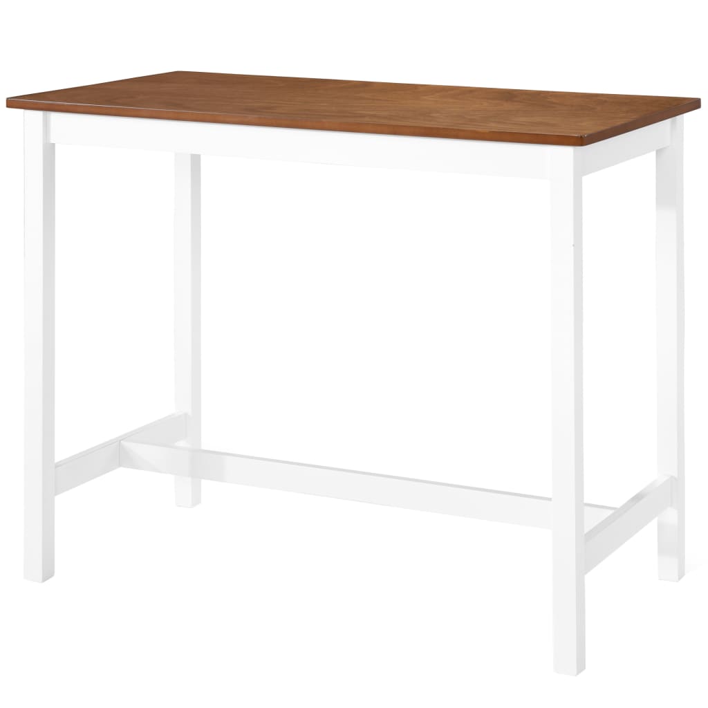 Bartafel- En Barstoelenset Massief Hout Bruin En -Delig 3