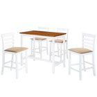 Bartafel en barstoelen set 5-delig massief hout bruin wit
