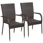 Garden Chairs Stackable 2 pcs Poly Rattan Brown