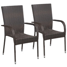 Tuinstoelen Stapelbaar Poly Rattan 2 Bruin