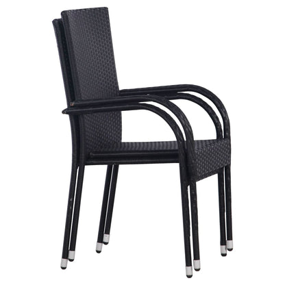 Tuinstoelen Stapelbaar Poly Rattan 2 Zwart