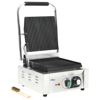 Panini Grill Gegroefd 800 W 3X30,5X20 Cm Roestvrij Staal