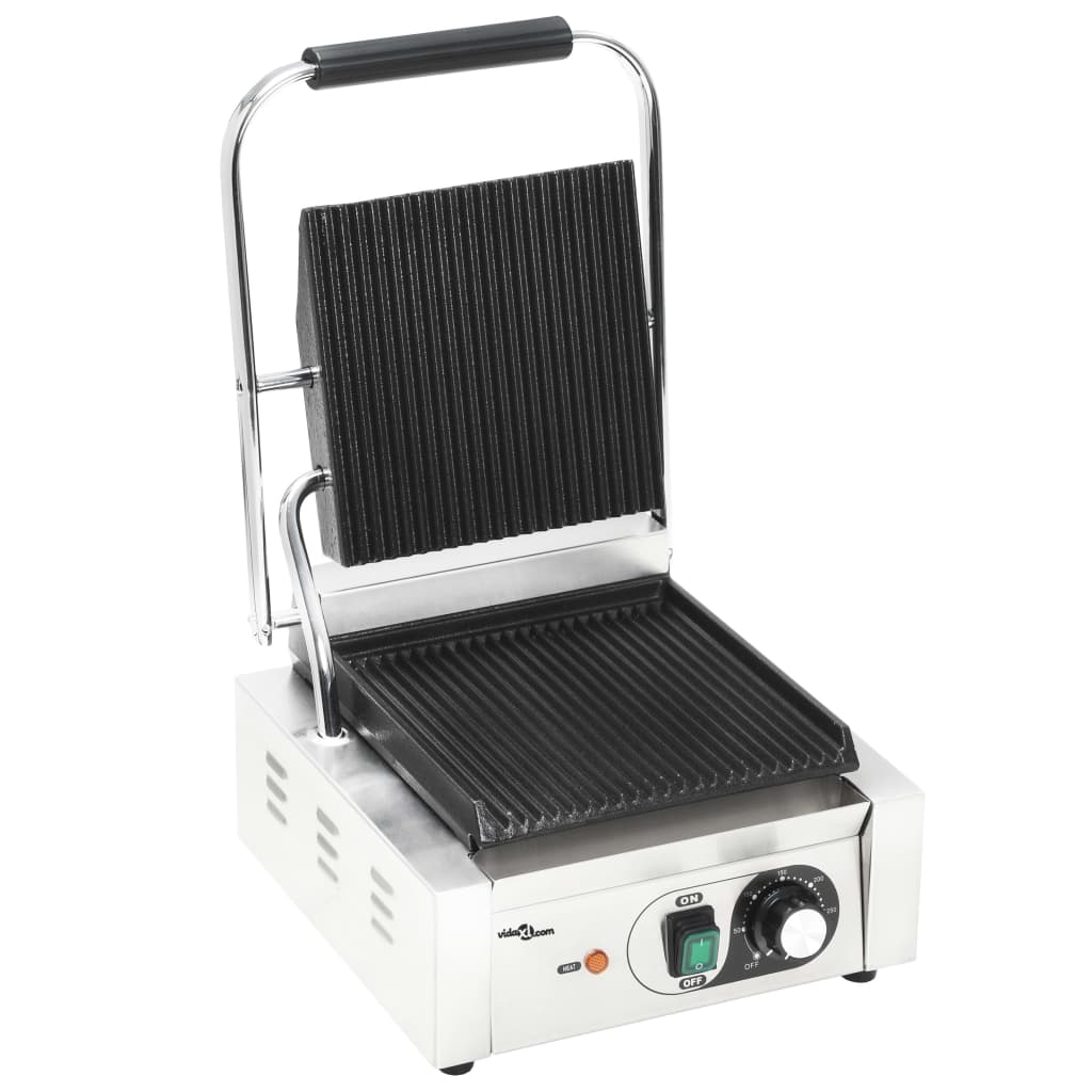Panini Grill Gegroefd 800 W 3X30,5X20 Cm Roestvrij Staal