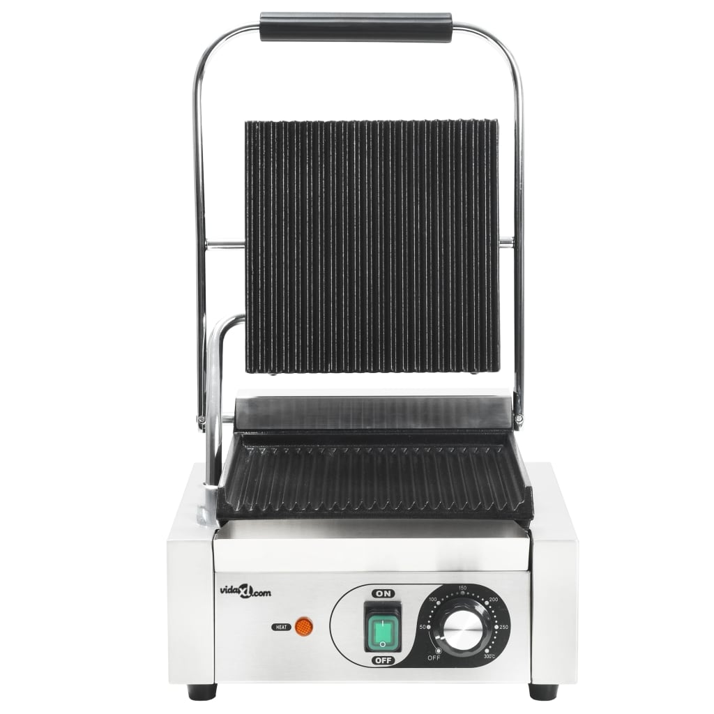 Panini Grill Gegroefd 800 W 3X30,5X20 Cm Roestvrij Staal