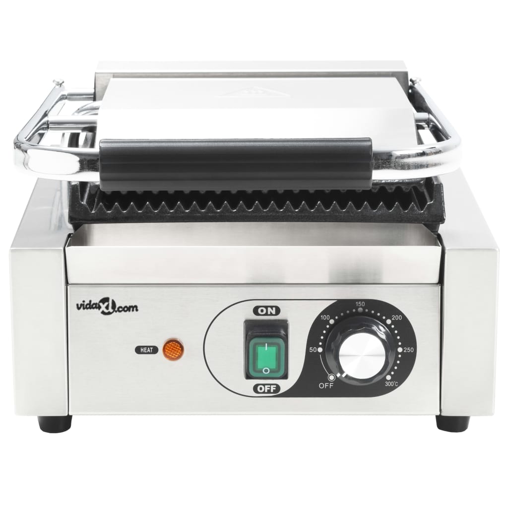 Panini Grill Gegroefd 800 W 3X30,5X20 Cm Roestvrij Staal