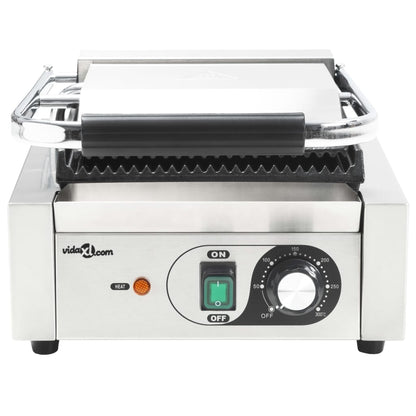 Panini Grill Gegroefd 800 W 3X30,5X20 Cm Roestvrij Staal
