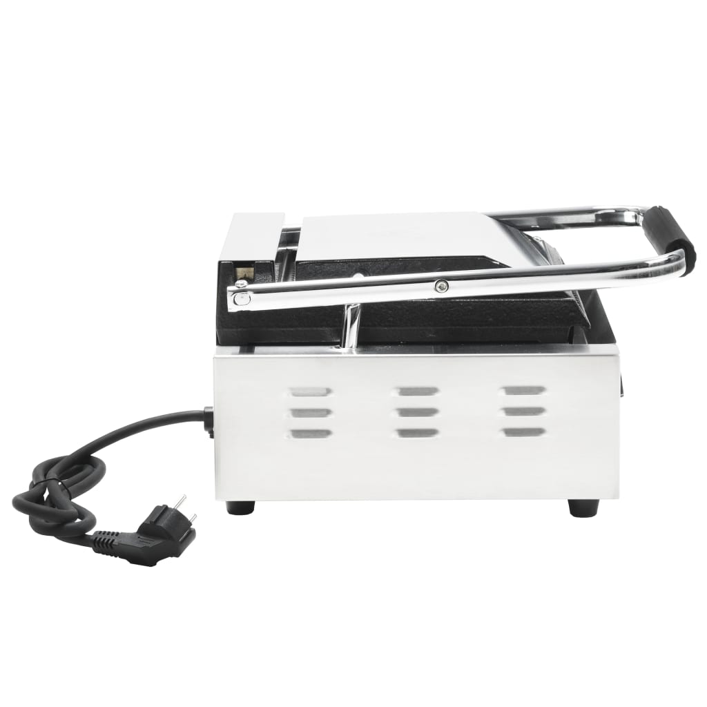 Panini Grill Gegroefd 800 W 3X30,5X20 Cm Roestvrij Staal