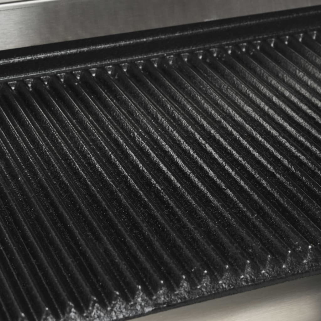 Panini Grill Gegroefd 800 W 3X30,5X20 Cm Roestvrij Staal