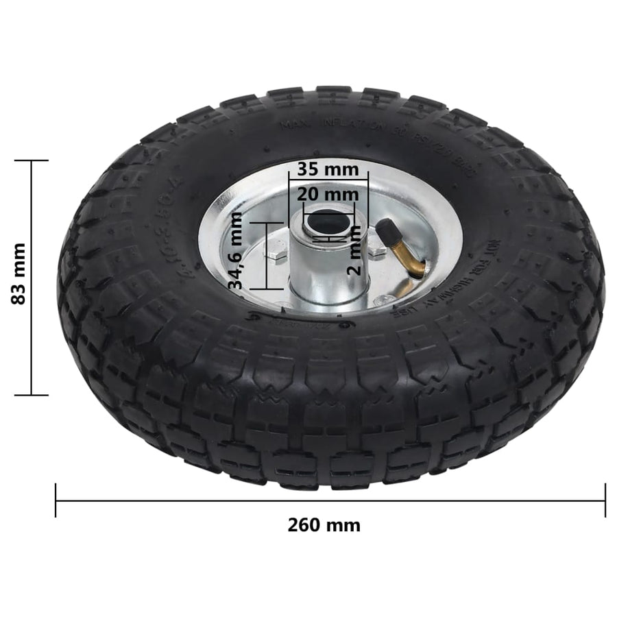 Steekwagenwielen 4,10/3,50-4 (60X83) Rubber St 2