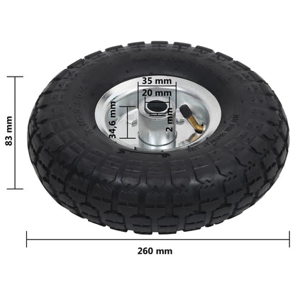 Steekwagenwielen ,10/3,50- (260X83) Rubber St 4