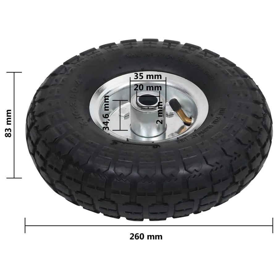 Steekwagenwielen ,10/3,50- (260X83) Rubber St 4