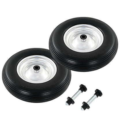 Kruiwagenwielen Met Assen 4,00-8 390 Mm Massief Pu 2 St