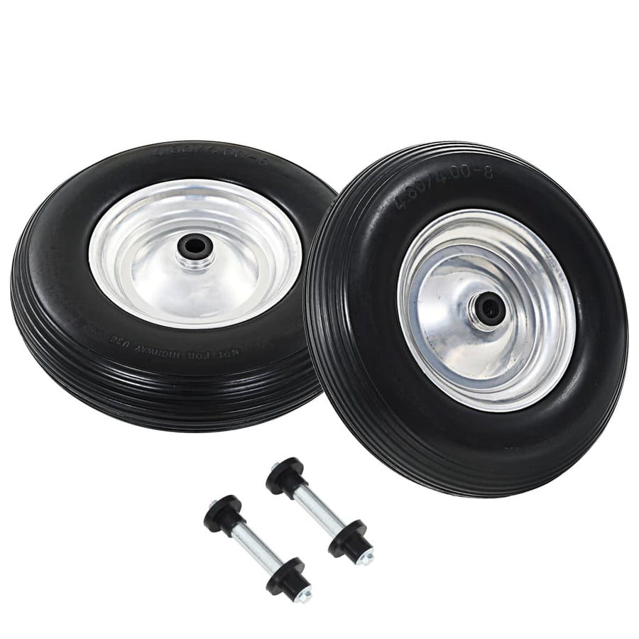Kruiwagenwielen Met Assen 4,00-8 390 Mm Massief Pu 2 St