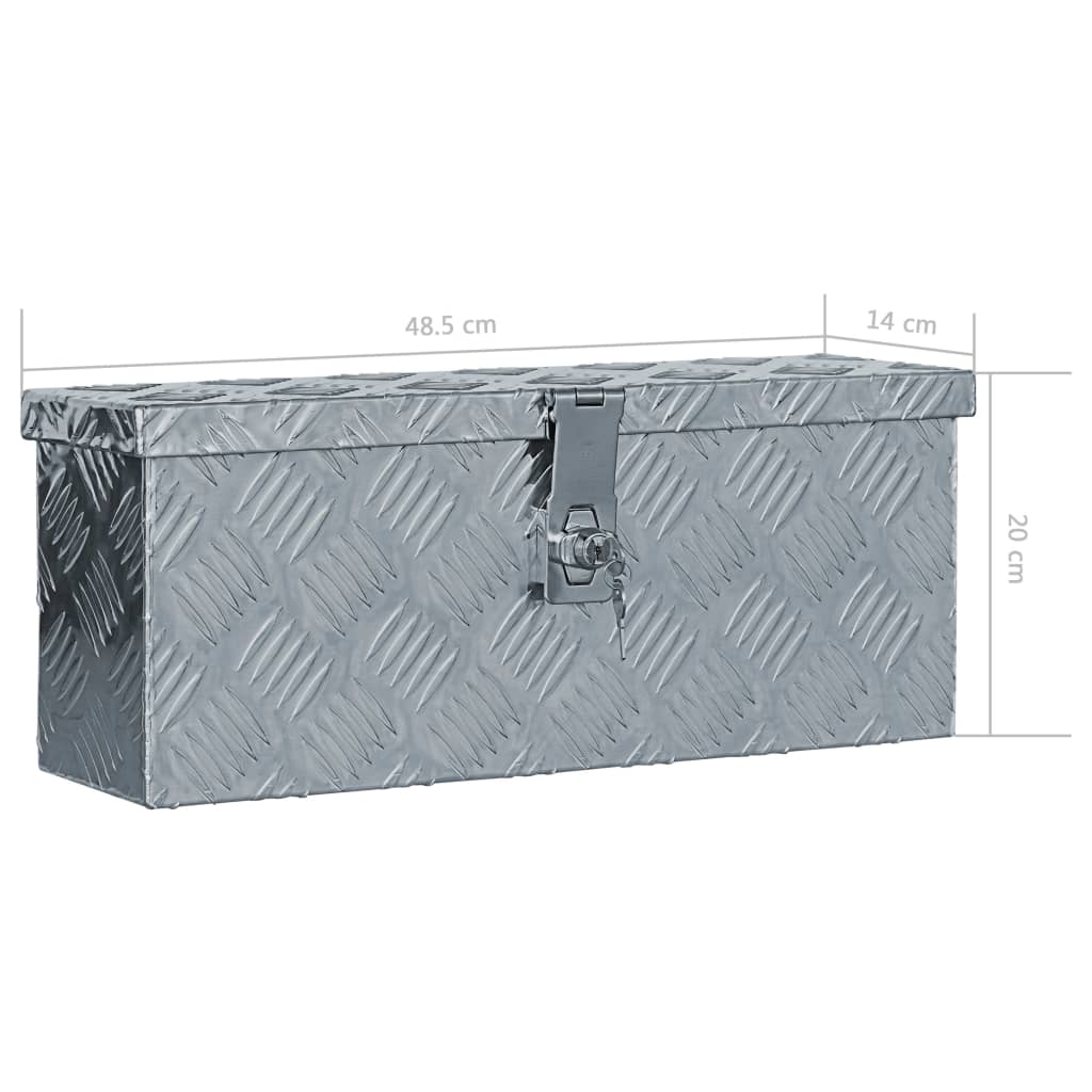 Aluminium Kist 48,5X4X20 Cm Kleurig 48.5 x 14 x 20 cm Zilver
