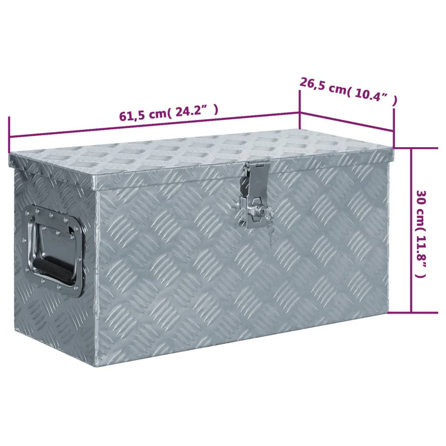 Aluminium Kist 6,5X26,5X30 Cm Kleurig 61.5 x 26.5 x 30 cm Zilver