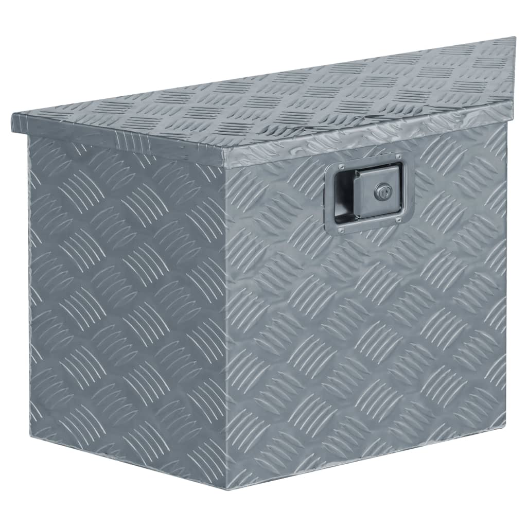 Aluminium kist trapezoïde 70x24x42 cm zilverkleurig