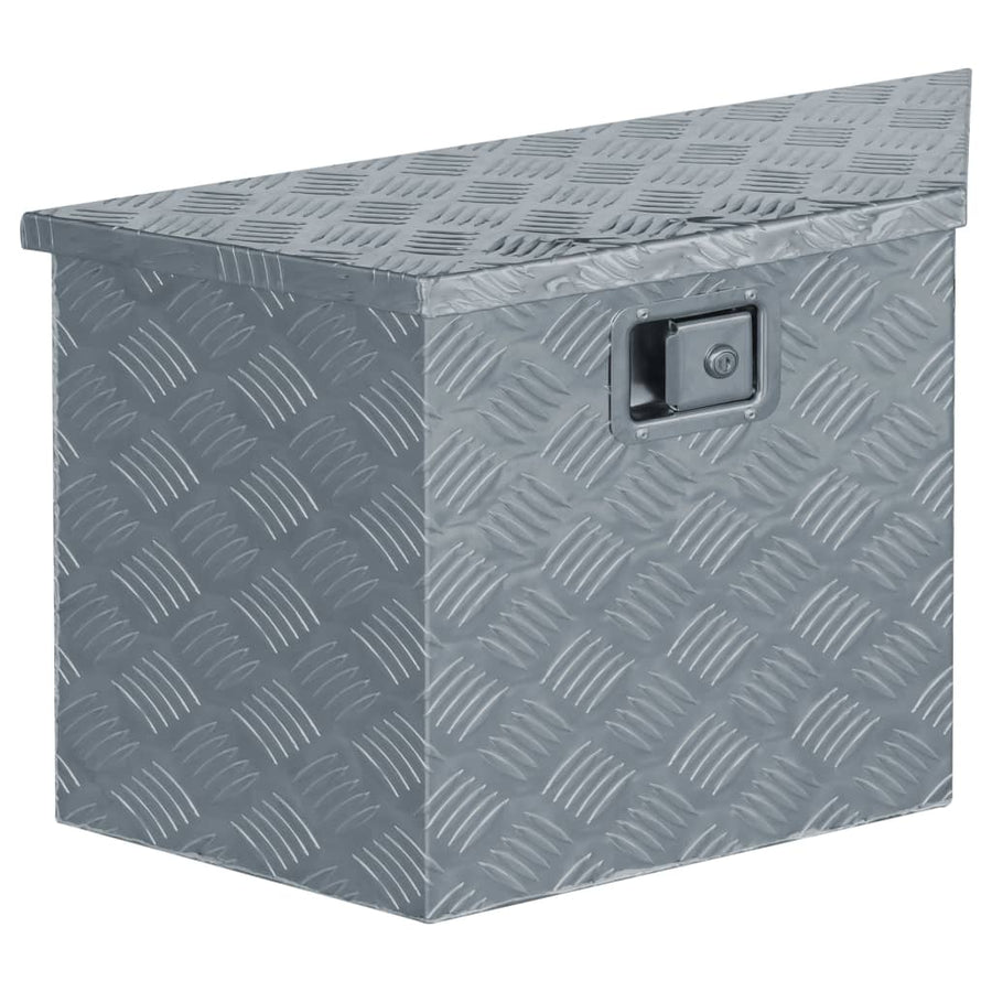 Aluminium kist trapezoïde 70x24x42 cm zilverkleurig