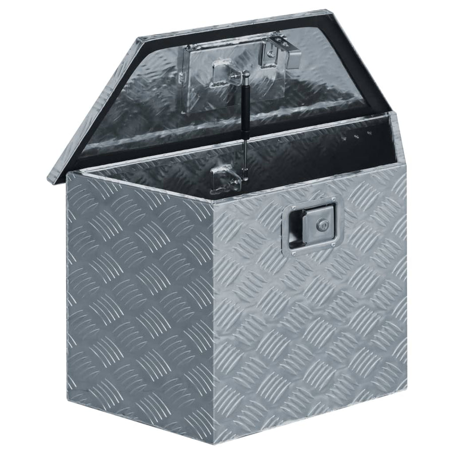 Aluminium kist trapezoïde 70x24x42 cm zilverkleurig