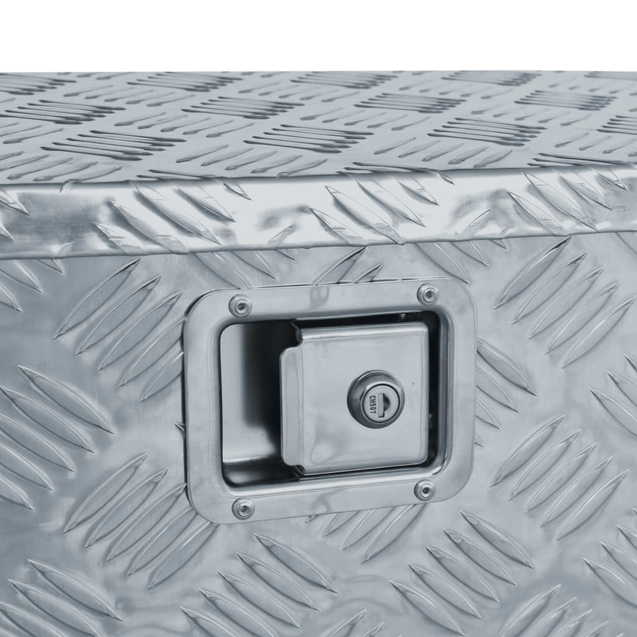 Aluminium kist trapezoïde 70x24x42 cm zilverkleurig