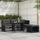 -Delige Loungeset Poly Rattan Zwart