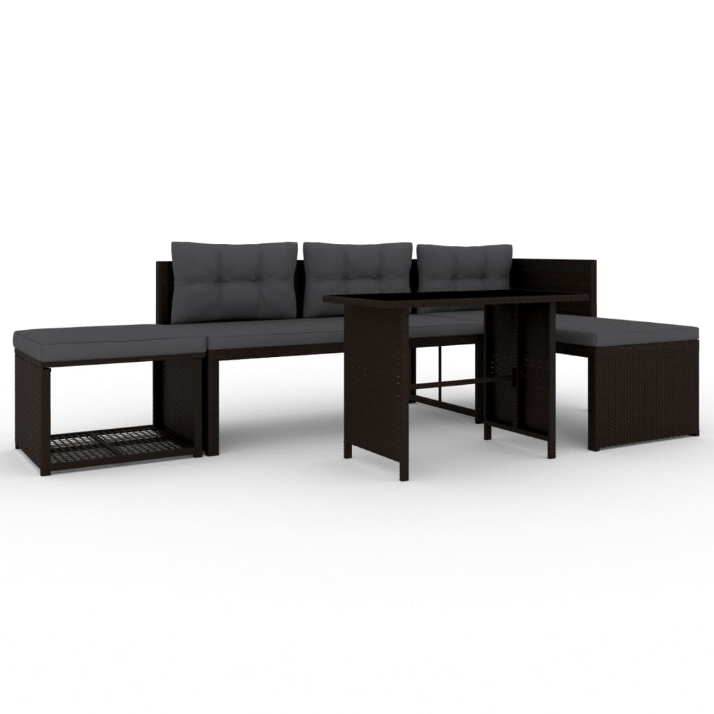 -Delige Loungeset Poly Rattan Bruin