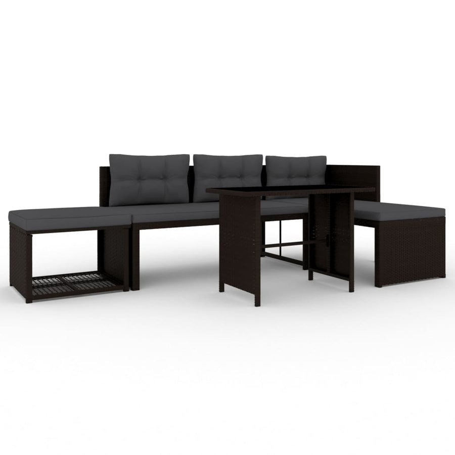 -Delige Loungeset Poly Rattan Bruin