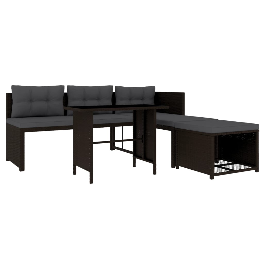 -Delige Loungeset Poly Rattan Bruin