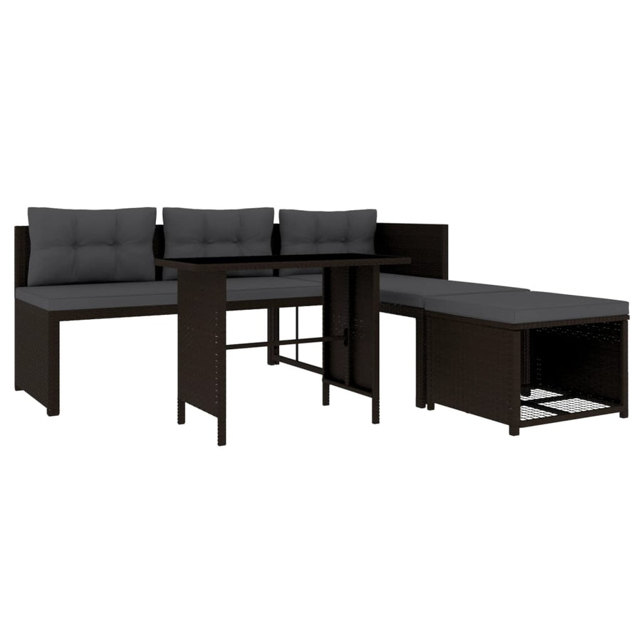-Delige Loungeset Poly Rattan Bruin