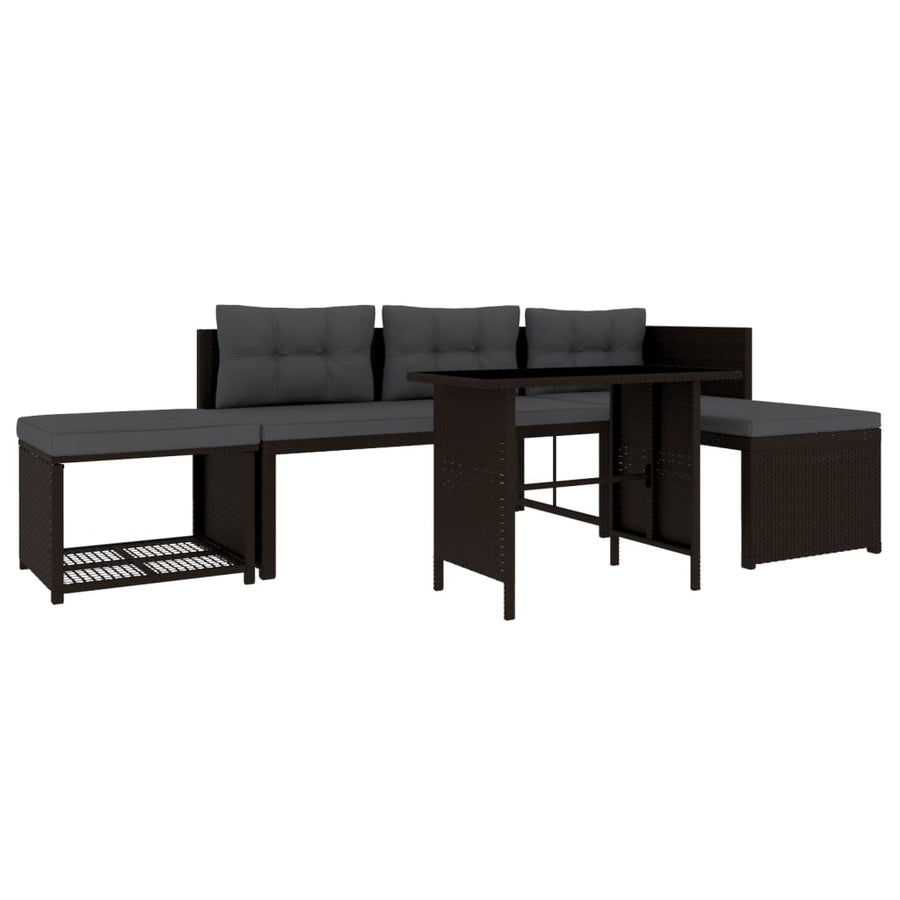-Delige Loungeset Poly Rattan Bruin