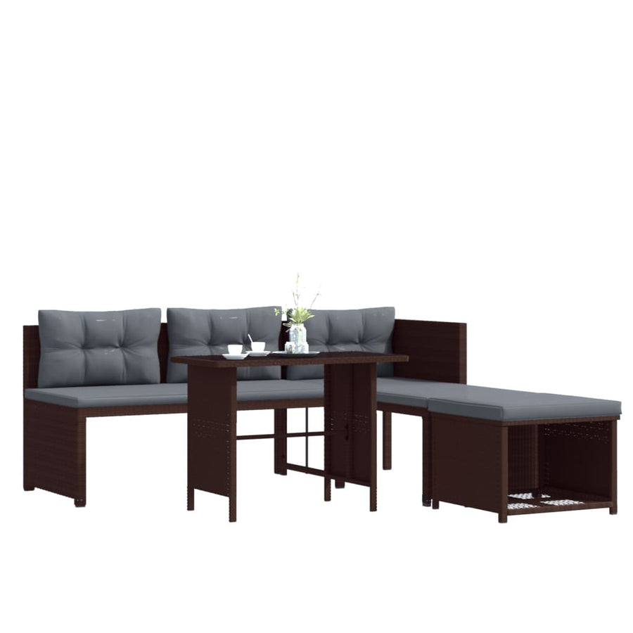-Delige Loungeset Poly Rattan Bruin