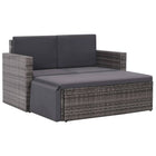 2-piece Lounge Set with cushions poly rattan grey