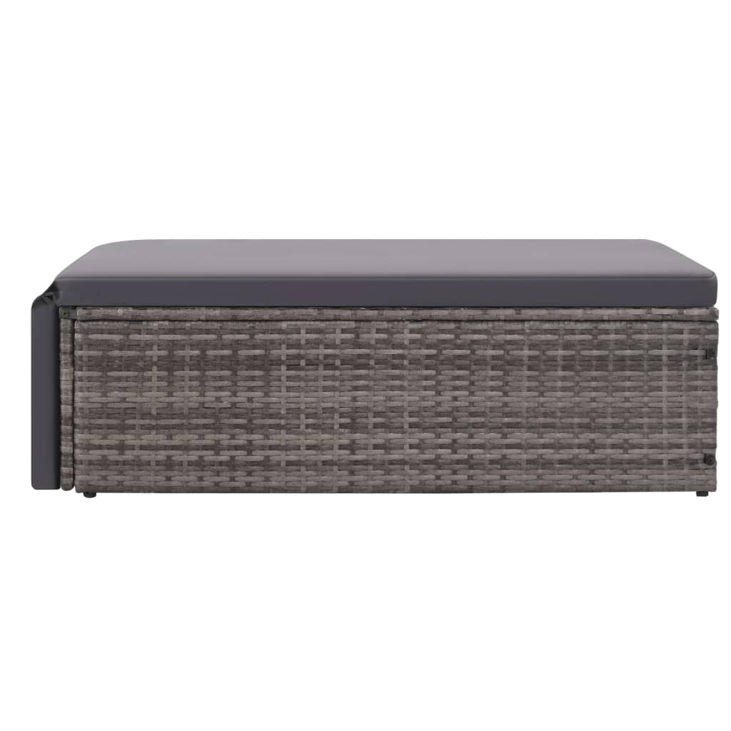 2-delige Loungeset met kussens poly rattan grijs
