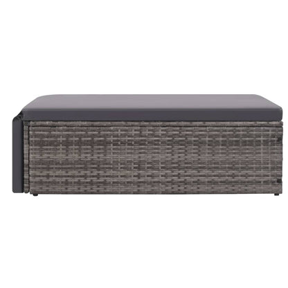2-delige Loungeset met kussens poly rattan grijs