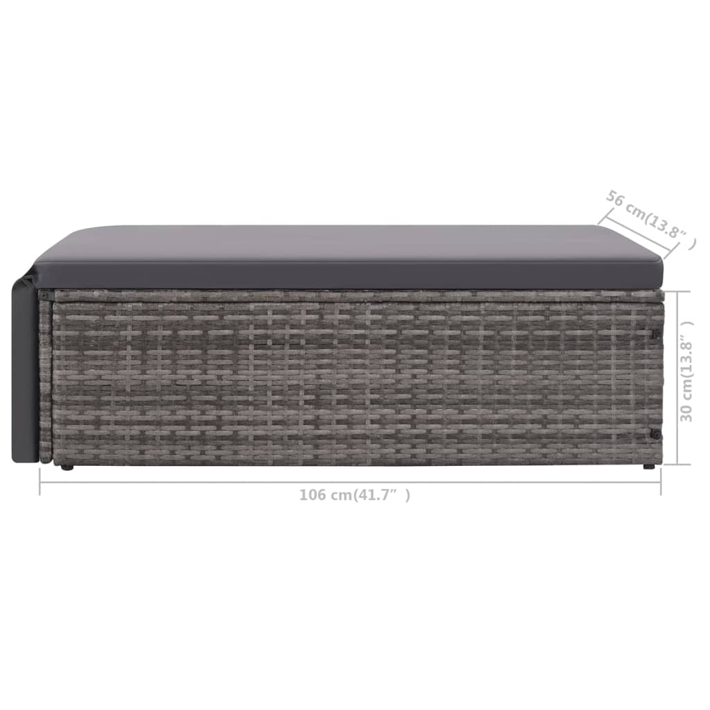 2-delige Loungeset met kussens poly rattan grijs