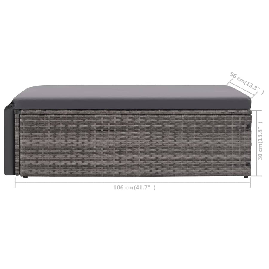 2-delige Loungeset met kussens poly rattan grijs
