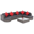 -Delige Loungeset Met Kussens Poly Rattan Grijs