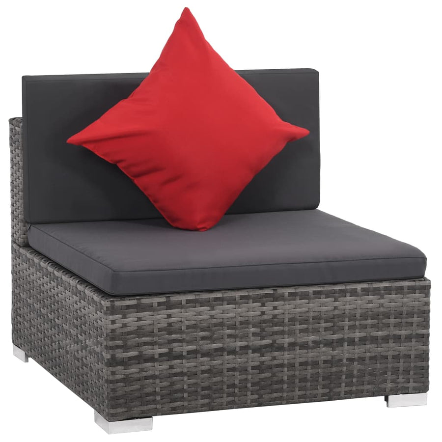 -Delige Loungeset Met Kussens Poly Rattan Grijs
