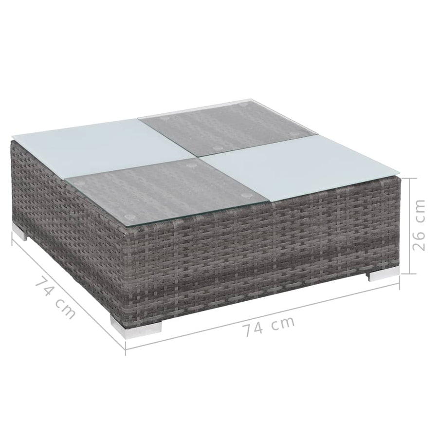 -Delige Loungeset Met Kussens Poly Rattan Grijs