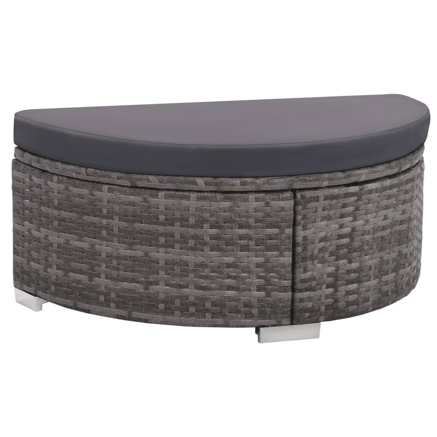-Delige Loungeset Met Kussens Poly Rattan Grijs