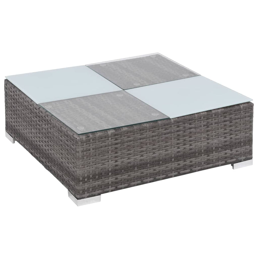 -Delige Loungeset Met Kussens Poly Rattan Grijs